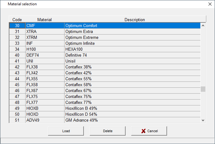 material selection